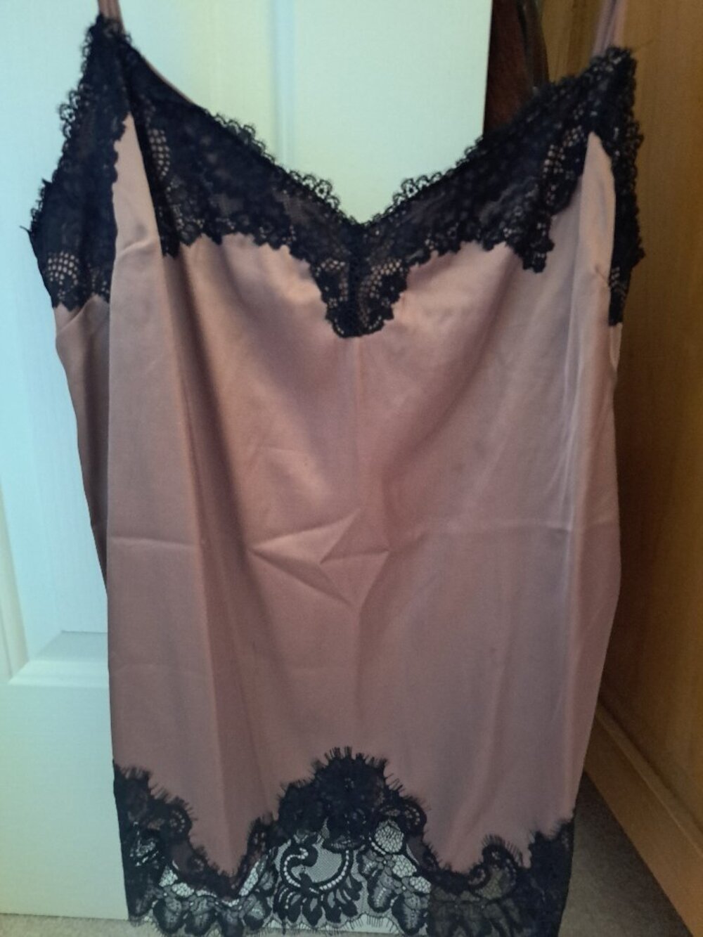 Abercrombie satin lace chocolate brown cami